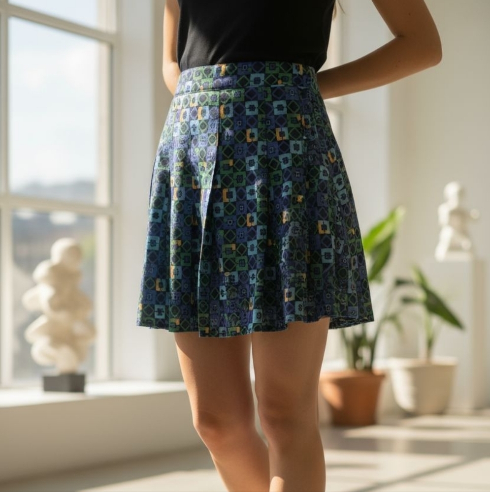 🎉HP🎉Stylish Blue Geometric Skater Skirt